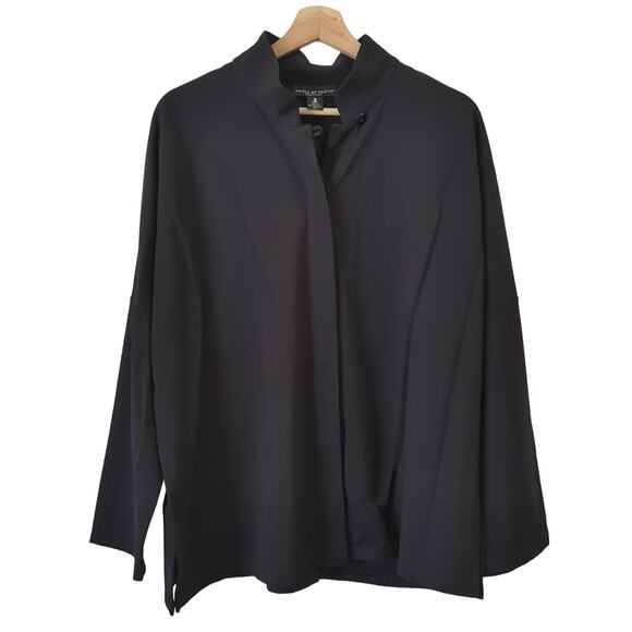 Peace of Cloth Panticular Womens Top Black 3/4 Sleeve Baggy Sleek Ponte OS $225 - Picture 1 of 7